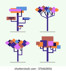 Abstract trees set in purple color