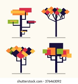 Abstract trees set in yellow color