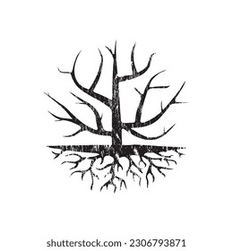 Abstract trees silhouettes set with black leaves. Different form plant designs isolated on white background. Bare forest design for botanical decorations