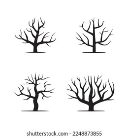 Abstract trees silhouettes without leaves isolated on white background