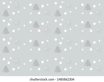 abstract trees and snowflakes on a gray background, Christmas pattern