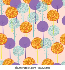 abstract trees and strips seamless pattern