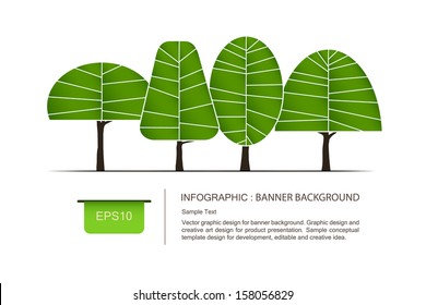 Abstract trees symbol, Natural banner idea concept - Vector illustration