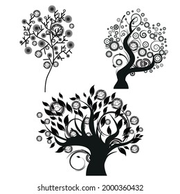 abstract trees, t-shirt design, vector, hand drawing, unique, vintage, grunge, apparel,  trendy, print