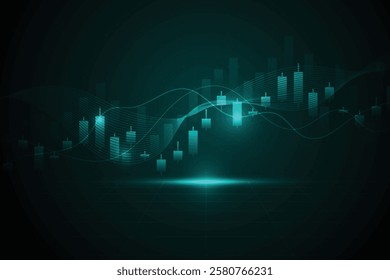 Abstract trend business candle stick graph chart of stock market investment trading on green background design. Bullish point. Vector illustration