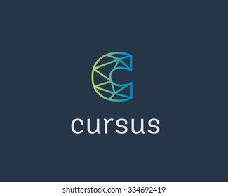 Abstract trend letter C logo design template. Colorful structure creative sign. Communication vector symbol icon. 