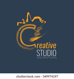 Abstract trend letter C logo design template. Colorful structure creative sign. Creative studio.