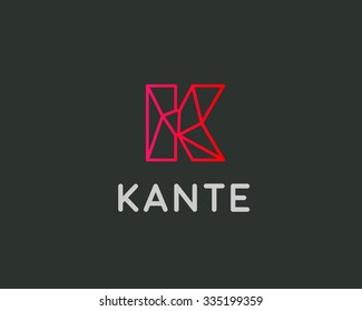 Abstract trend letter K logo design template. Colorful structure creative sign. Communication vector symbol icon. 