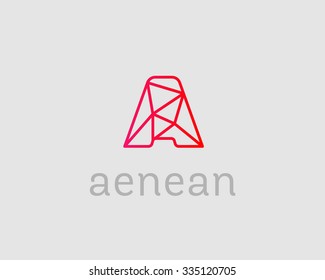 Abstract trend letter A logo design template. Colorful structure creative sign. Communication vector symbol icon. 