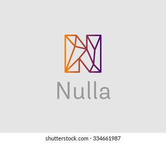 Abstract trend letter N logo design template. Colorful structure creative sign. Communication vector symbol icon. 
