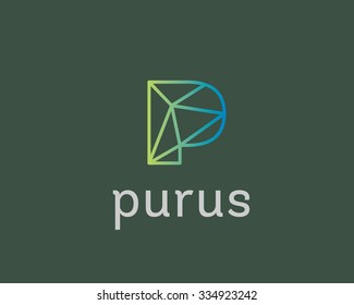 Abstract trend letter P logo design template. Colorful structure creative sign. Communication vector symbol icon. 