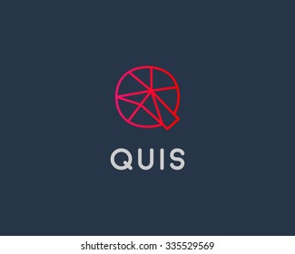 Abstract trend letter Q logo design template. Colorful structure creative line sign. Communication, sport, app vector symbol icon. 