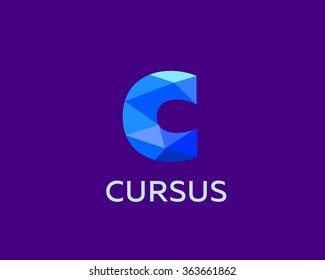 Abstract trend polygon letter C logo design template. Art tech media app creative sign. Colorful vector symbol icon. Bright alphabet font.