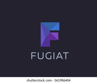 Abstract trend polygon letter F logo design template. Art tech media app creative sign. Colorful vector symbol icon. Bright alphabet font.