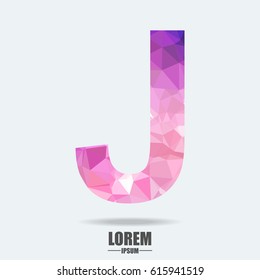 Abstract trend polygon letter J logo design template. Art tech media app creative sign. Colorful vector symbol icon. Bright alphabet font.