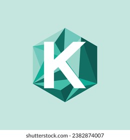 Resumen patrón de diseño de la letra de polígono K en hexágono. Icono de símbolo colorido.