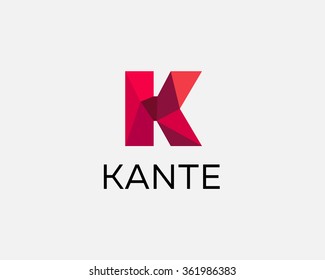 Abstract trend polygon letter K logo design template. Art tech media app creative sign. Colorful vector symbol icon. Bright alphabet font.