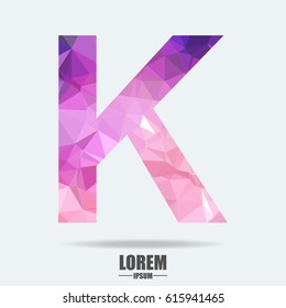 Abstract trend polygon letter K logo design template. Art tech media app creative sign. Colorful vector symbol icon. Bright alphabet font.