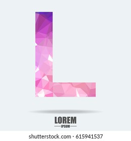 Abstract trend polygon letter L logo design template. Art tech media app creative sign. Colorful vector symbol icon. Bright alphabet font.