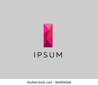 Abstract trend polygon letter I logo design template. Art tech media app creative sign. Colorful vector symbol icon. Bright alphabet font.
