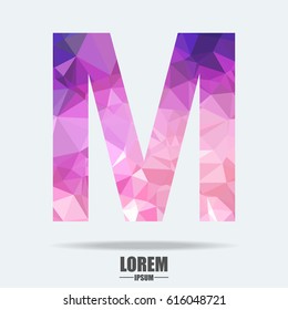 Abstract trend polygon letter M logo design template. Art tech media app creative sign. Colorful vector symbol icon. Bright alphabet font.