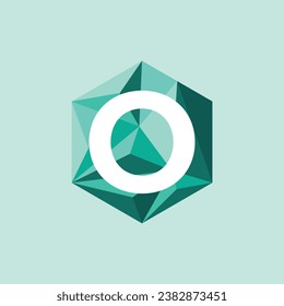 Resumen patrón de diseño de la letra de polígono O del logotipo en hexágono. Icono de símbolo colorido.