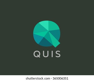Abstract trend polygon letter Q logo design template. Art tech media app creative sign. Colorful vector symbol icon. Bright alphabet font.