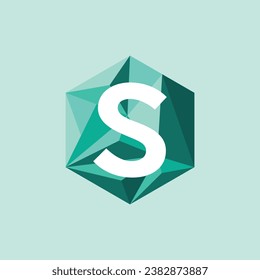 Resumen patrón de diseño de la letra de polígono S en hexágono. Icono de símbolo colorido.