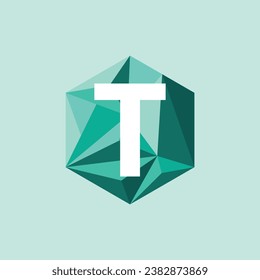 Abstract trend polygon letter T logo design template in hexagon. Colorful symbol icon.