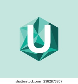 Resumen patrón de diseño de la letra de polígono U en hexágono. Icono de símbolo colorido.