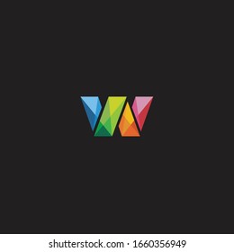 Abstract trend polygon letter W logo design template. Art tech media app creative sign. Colorful vector symbol icon. Bright alphabet font.