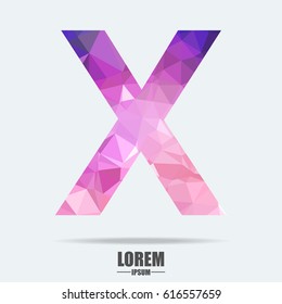Abstract trend polygon letter X logo design template. Art tech media app creative sign. Colorful vector symbol icon. Bright alphabet font.