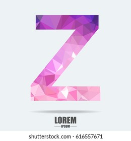 Abstract trend polygon letter Z logo design template. Art tech media app creative sign. Colorful vector symbol icon. Bright alphabet font.