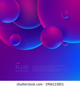 Resumen de moda 3D círculo azul gradiente violeta color vibrante sobre fondo borroso. Los colores de fluido vibrantes son un elemento con espacio para el texto. Ilustración del vector