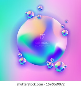 Abstract trendy 3D circle gradient vibrant color on blurred background. Vibrant fluid colors element with space foe your text. You can use for broxhure music design, cover page, banner web, flyer