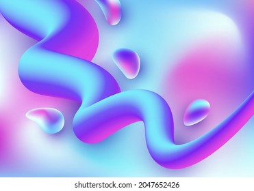 Abstract trendy 3D fluid gradient shape vibrant color background. Vector illustration