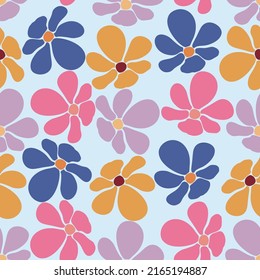 abstract trendy 70's floral seamless pattern