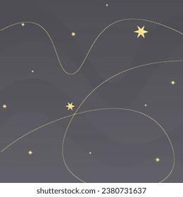 Abstract Trendy Background Celestial Astronomic Six Angles Gold Stars Blue Night Vector