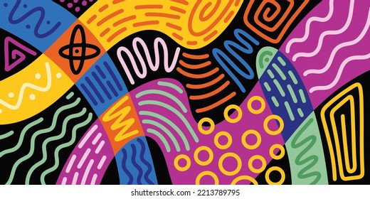 Abstract trendy background design in trendy and ethnic style. Retro modern illustration outline stroke pattern