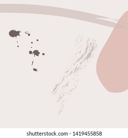 Abstract trendy background with shapes, brushes. 
