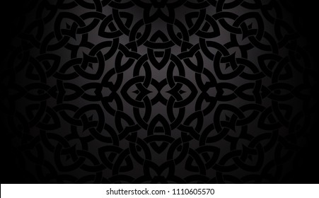 Abstract trendy black background with celtic decorative pattern