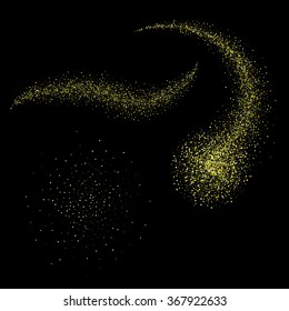 Abstract trendy black background with golden dust. Stock vector.