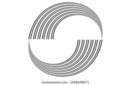 abstract trendy black big small opposite curve line design perfect for background.