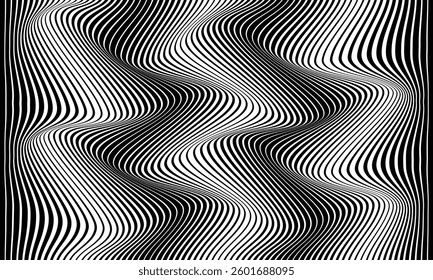 abstract trendy black big to small repeat vertical wave line pattern perfect for background.