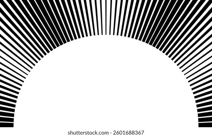 abstract trendy black big to small repeat radiating stripe line pattern perfect for background.