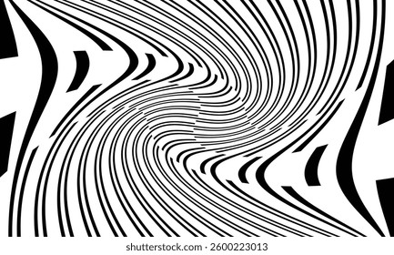 abstract trendy black irregular twist line pattern art perfect for background.