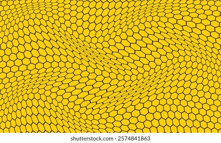 abstract trendy black small polygon wave pattern on yellow perfect for background.