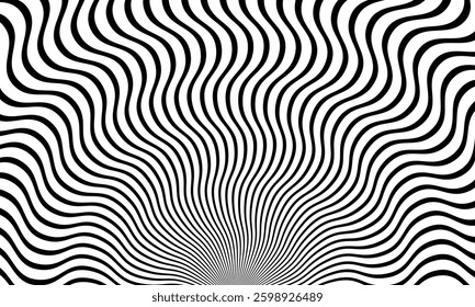 abstract trendy black sunburst wave line pattern perfect for background.