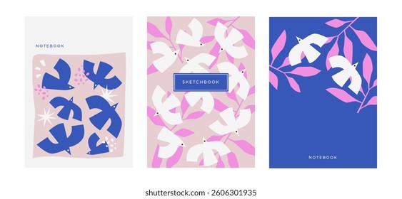 abstract trendy bold dove bird design in modern bold style. design for planner, brochure, book, Notebook covers, print, journal, invitation card designs