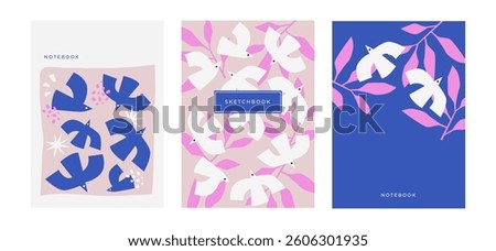 abstract trendy bold dove bird design in modern bold style. design for planner, brochure, book, Notebook covers, print, journal, invitation card designs